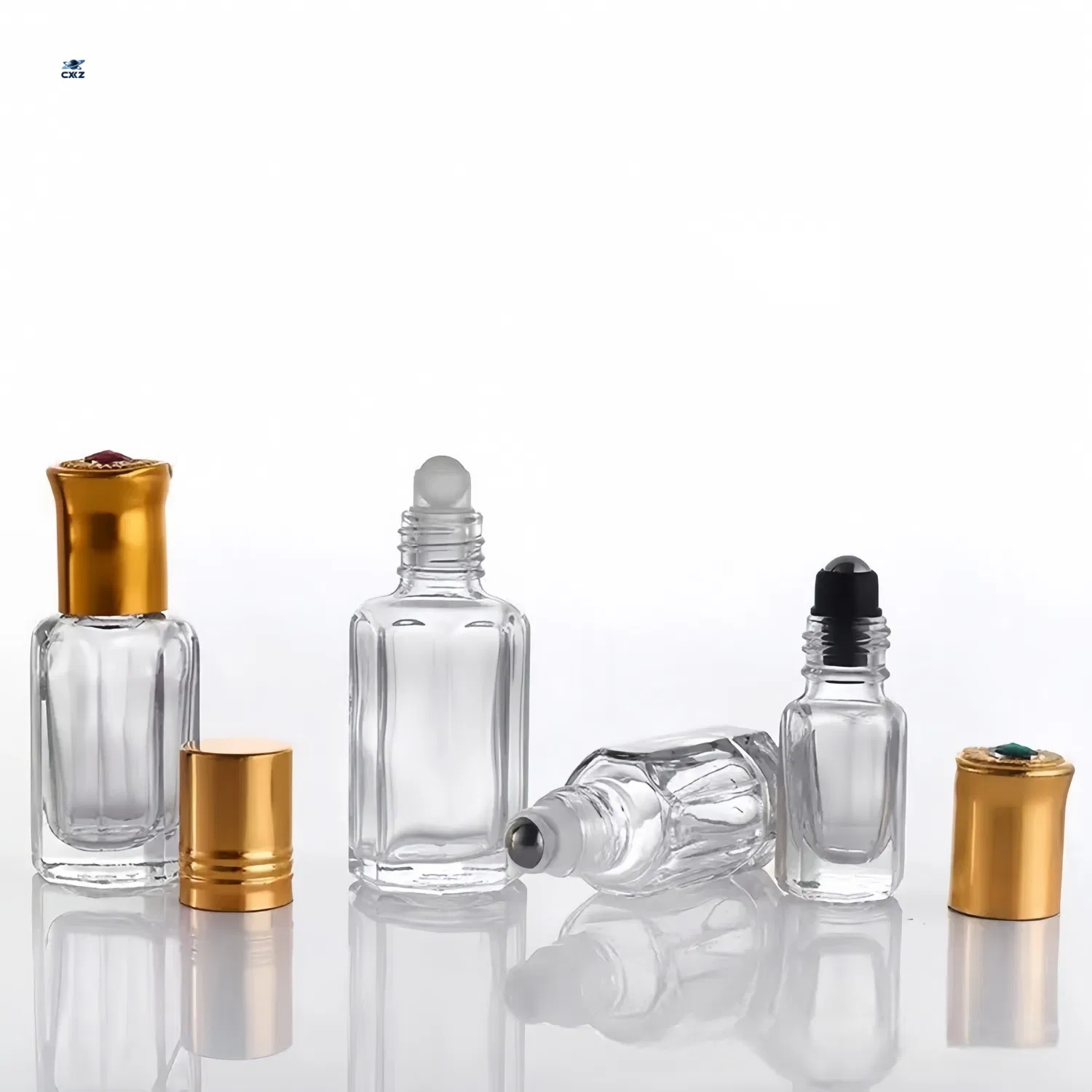3ml Luxury Essential Oil Roller Empty Perfume Roller Massage Dabbing Sample Glass Bottles with Plastic Screw Cap
