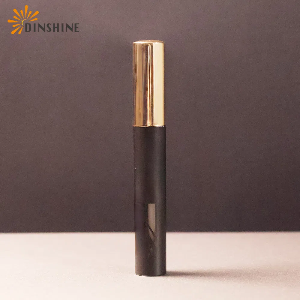 Private Label Round Empty Lip Gloss Packaging with Applicator Plastic Pet 5ml High Quality Black Matte Cosmetic Makeup Bottle