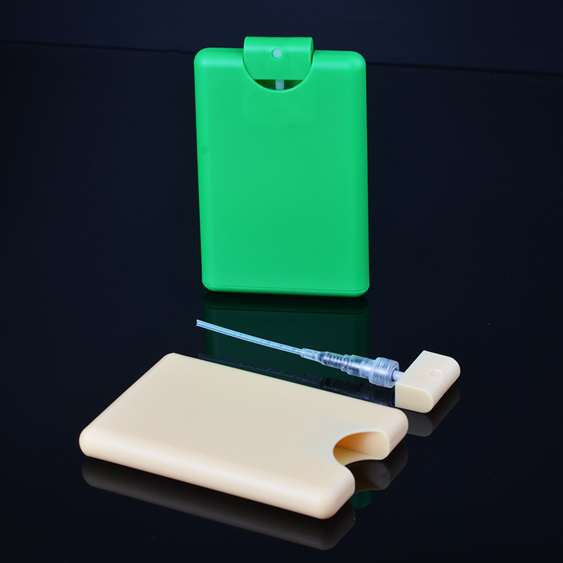 Hot Selling Square Flat PP Credit Card Perfume Bottles, 20ml Empty Plastic Perfume Spray Bottle