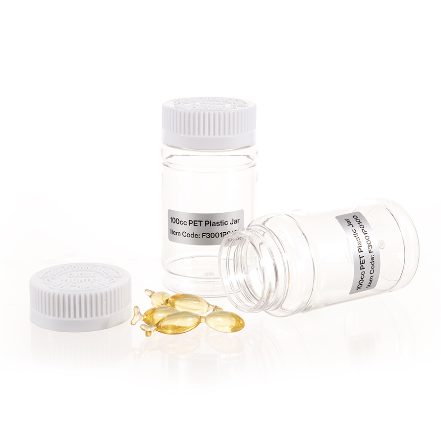 100cc BPA-Free Food Grade PET Plastic Clear Capsule Bottles