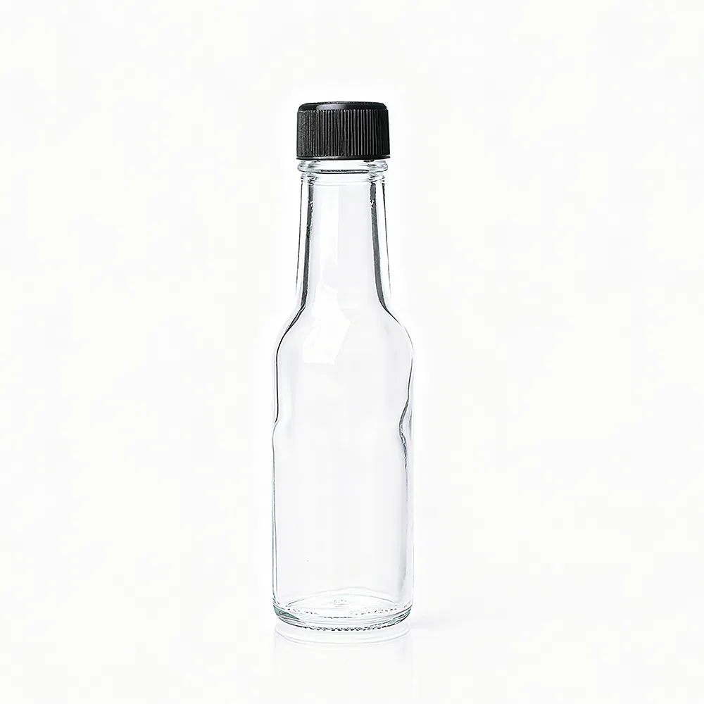 Plastic Lid Round Tomato Sauce Bottle Clear Hot Sauce Chilli Glass Bottle