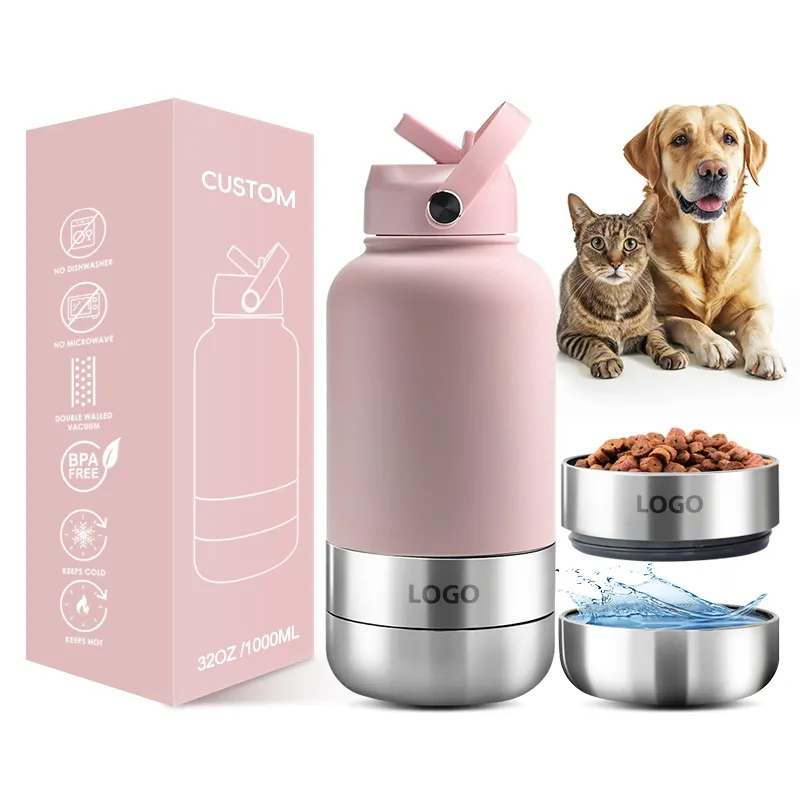 3 in 1 Portable Plastic Dog Water Drink Insulated Bottle for Dogs with Dispenser