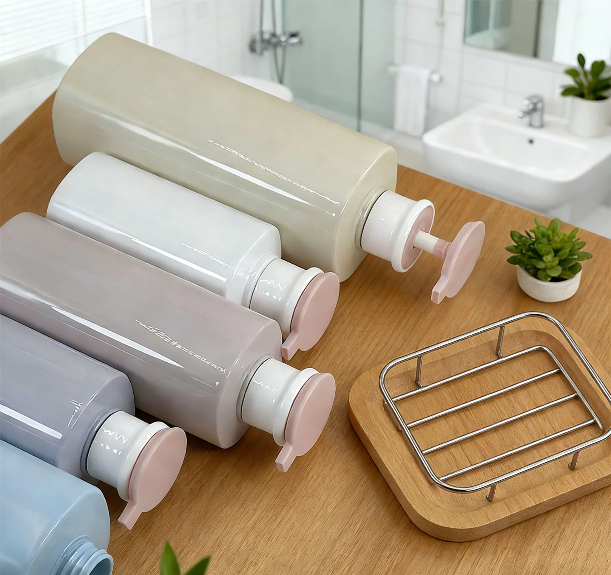 High Quality Plastic Cosmetic Packaging 300/500/750ml Recyclable Travel-Friendly Refillable Press-Type Lotion Bottle