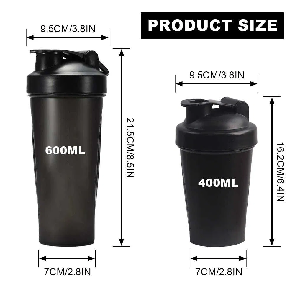 400ml 600ml BPA Free Customized Leak Proof Plastic Protein Gym Shaker Bottle