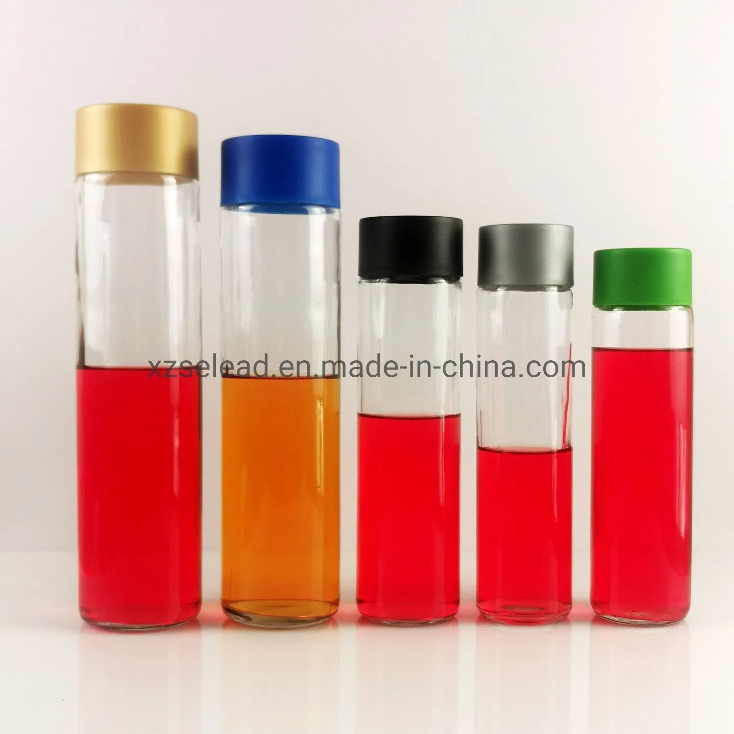 Wholesale Transparent Empty Voss Glass Bottle for Juice Water Milk Drinks Soda with Plastic Cap