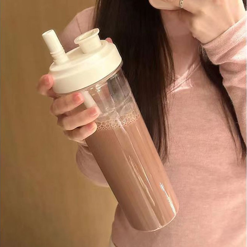 BPA-Free 500ml and 850ml Reusable Coffee Tumblers as Plastic Boba Bubble Milk Tea Bottle Cup with Straw
