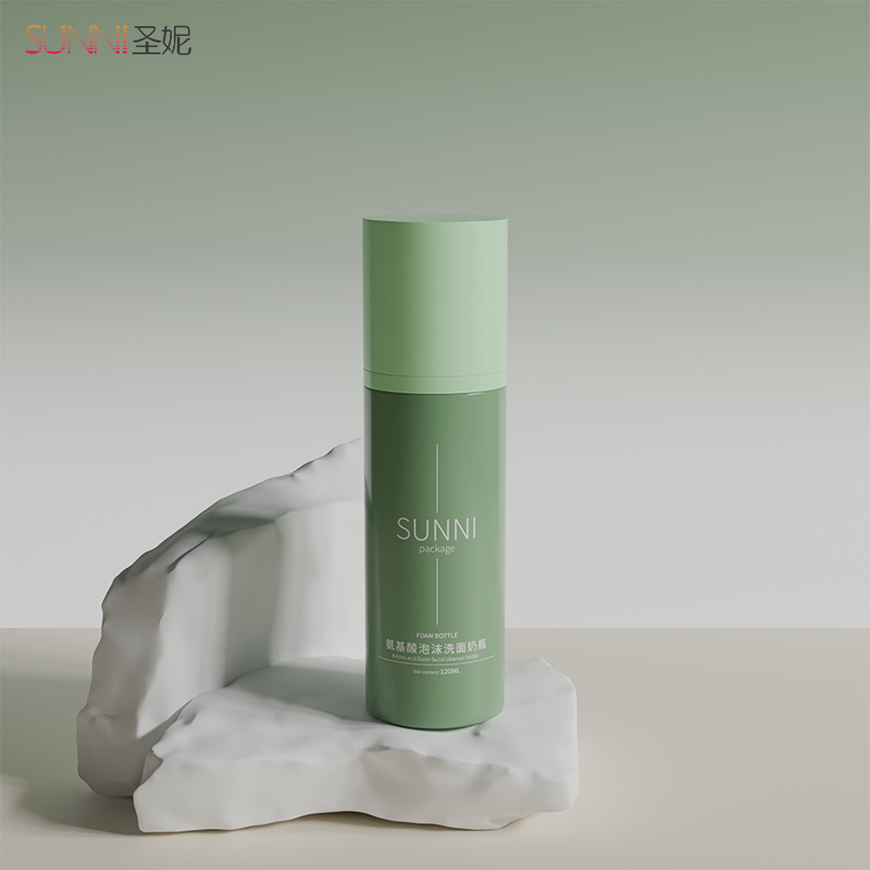 100ml Green Mousse Facial Cleanser Squeeze Foam Pump Pet Plastic Bottle