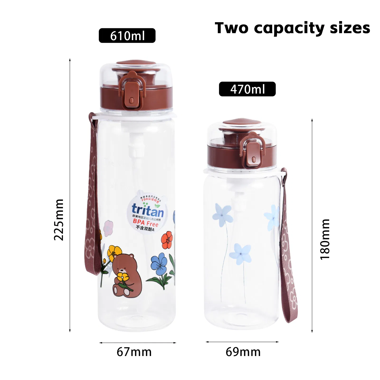 Lightweight 610ml 470ml Reusable Tritan Plastic Water Bottle Sport Water Bottle OEM