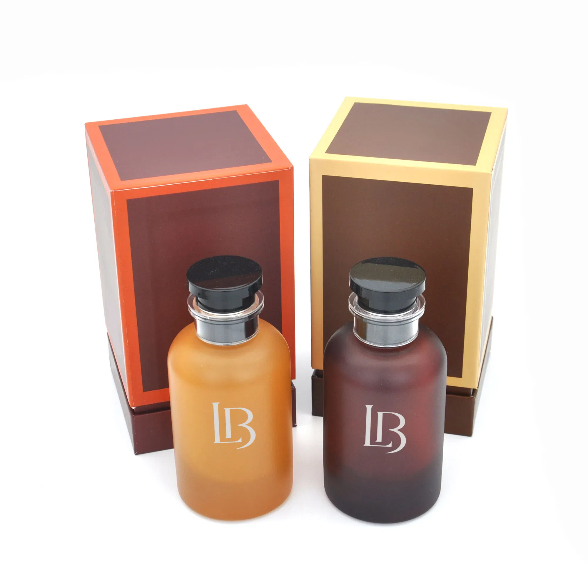 Manufacture Round Plastic Cap Frosted Perfume Spray Bottle Colored Clear Empty Glass Perfume Bottle 100ml with Box