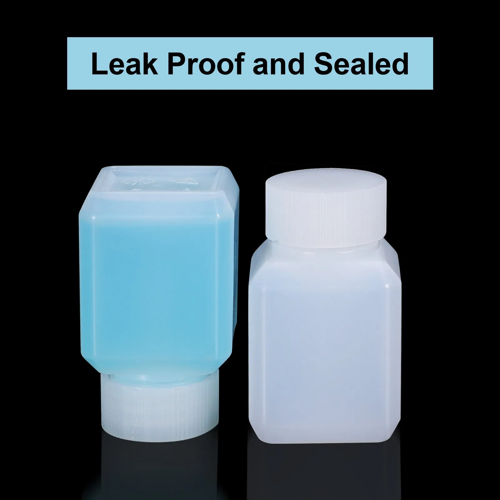 Lab Reagent Container 30ml Leakproof Narrow Mouth Square HDPE Plastic Bottle