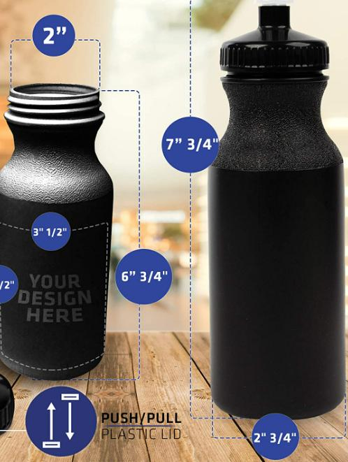 18 Oz Squeeze Reusable Plastic White Water Bottle, BPA Free, Bike Kids Water Bottles