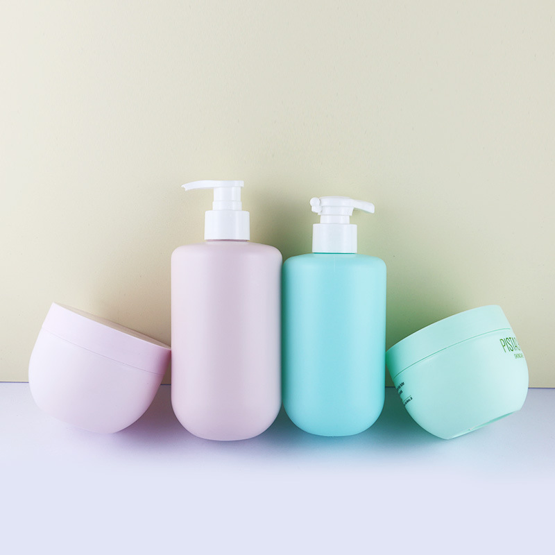500ml/400ml/250g HDPE Wash and Care Set Plastic Bottle PP Shampoo Hair Mask Set Cosmetic Packaging
