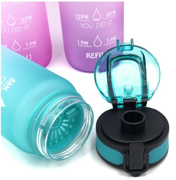 1 Liter Motivational Water Bottle, Transparent Plastic Bottle, Leakproof Tritan BPA Free Fitness Sport Bottle