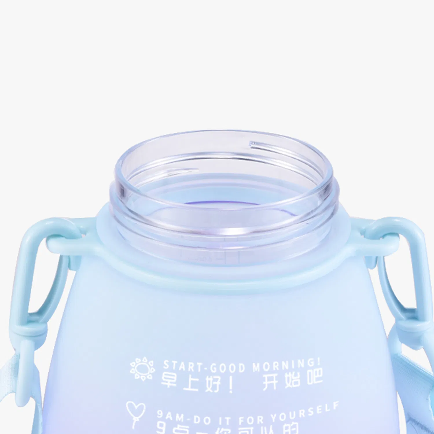 24oz Plastic Gradient Color Big Capacity Sports Straw Lid Water Bottle with Rope Strap