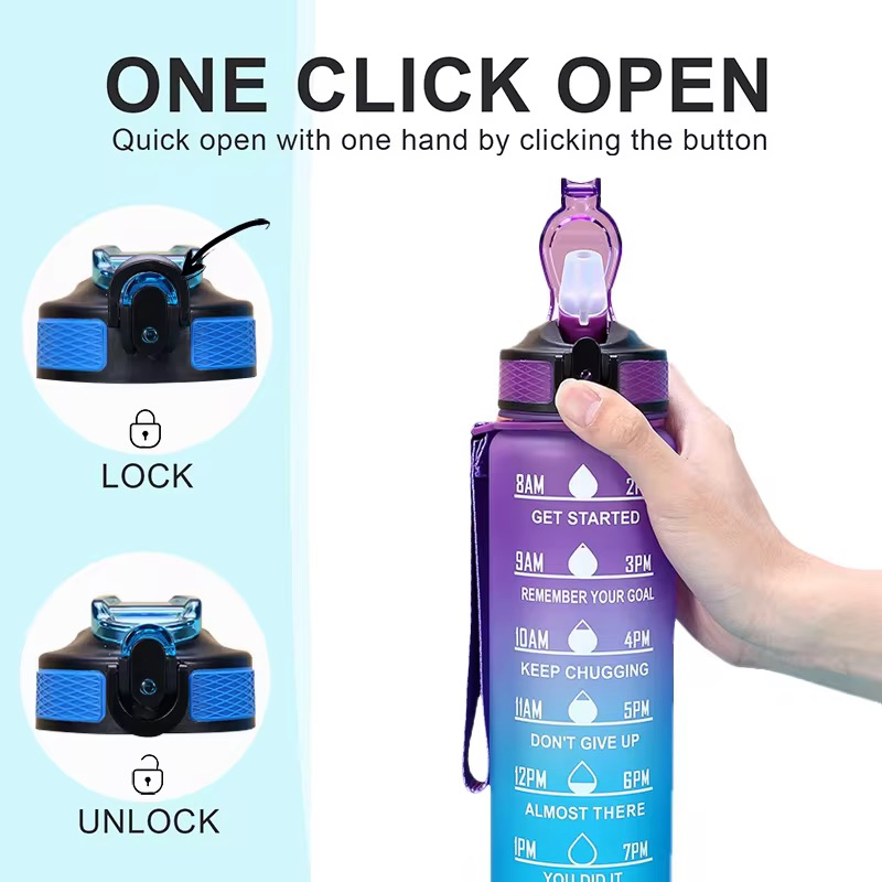 Custom Leakproof Tritran BPA Free Plastic Water Bottle with Motivational Time Marker