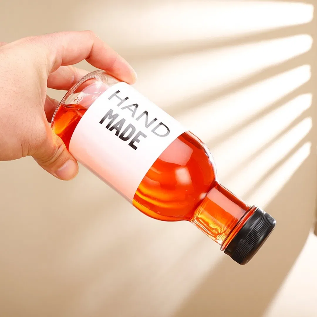 500ml Beverage Juice Kombucha Glass Fruit Disposable Drinking Juice Bottle with Plastic Metal Screw Lid