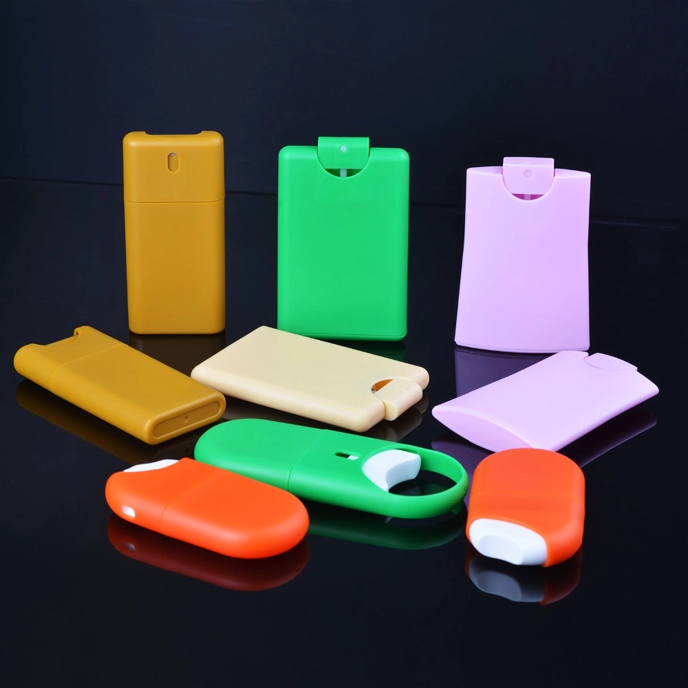 Hot Selling Square Flat PP Credit Card Perfume Bottles, 20ml Empty Plastic Perfume Spray Bottle