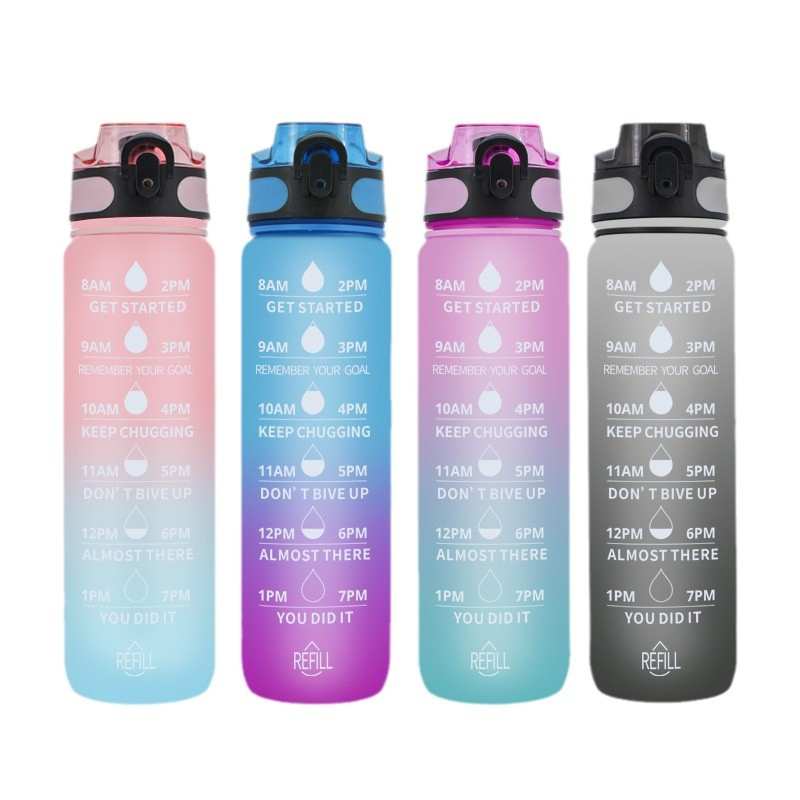 Custom Leakproof Tritran BPA Free Plastic Water Bottle with Motivational Time Marker