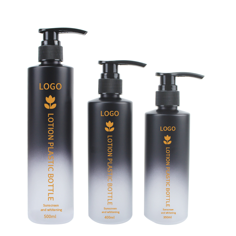Unique 350ml 400ml 500ml Pet Gradient Frosted Colored Lotion Pump Lid Bottle New Design for Skin Care Cosmetic Plastic Bottle