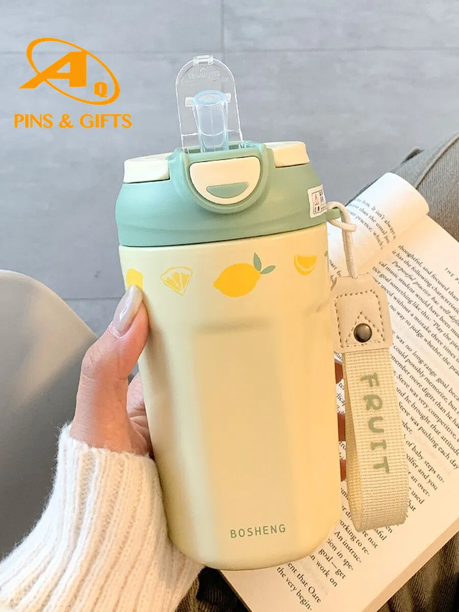 Creative Plastic Popsicle Juice Drinking Motivational Time Marker Sticker Cup Kawaii Biscuits Reusable Jug Leakproof Drink with Straws Water Bottle