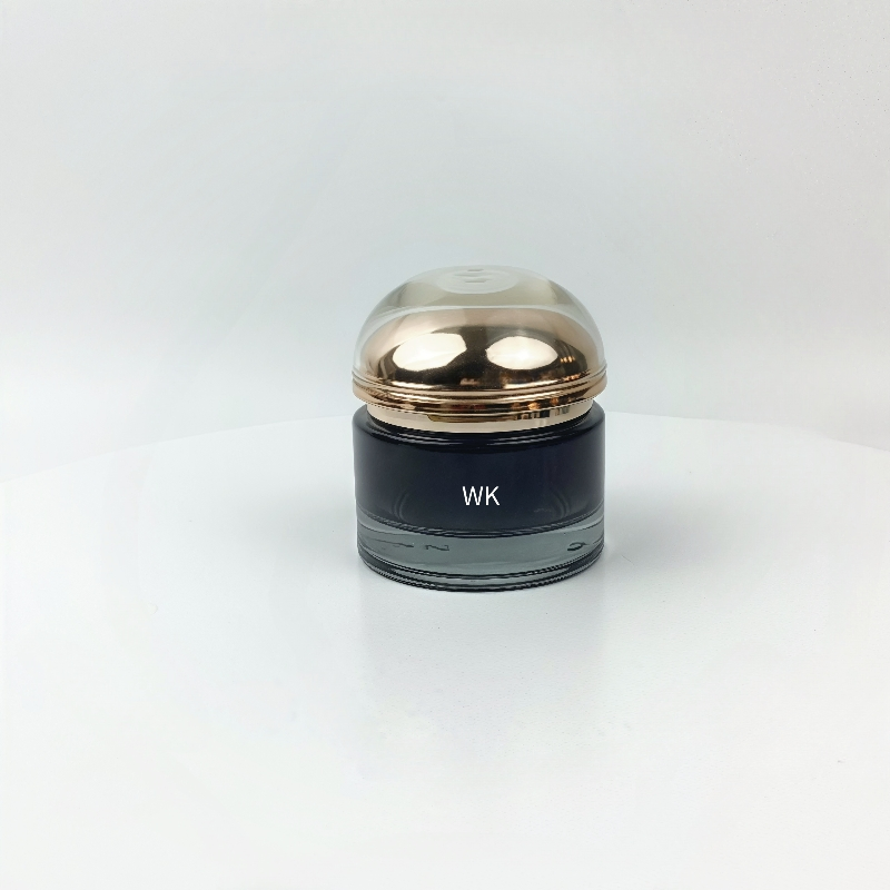 Luxury Customized Plastic Head Gradient Black Glass Bottle for Lotion Cream Glass Bottle Cosmetic Packaging Set with Gold Cap