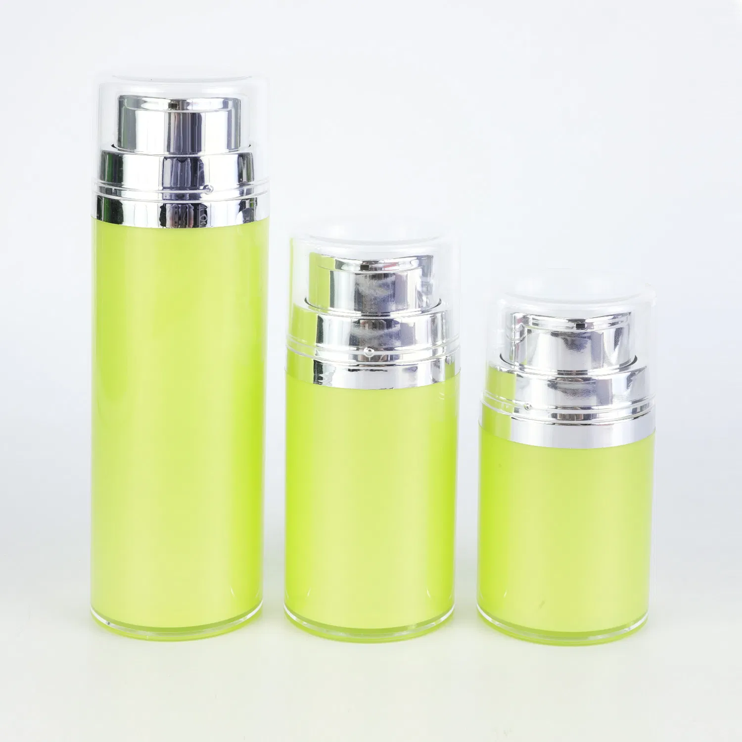 Empty Double Wall Custom 30ml 50ml Luxury Acrylic Plastic Skincare Packaging Lotion Pump Bottle Airless Jar Airless Silver Color Pump Bottle