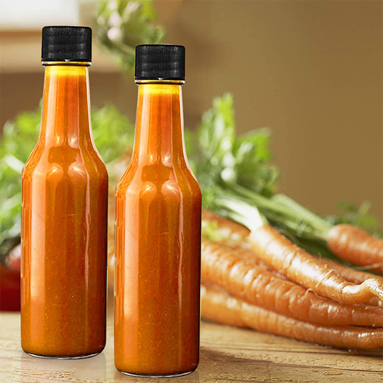 3 Oz 5 Oz 8 Oz Long Neck Hot Chili Sauce Glass Bottles with Plastic Lid for BBQ Sauces