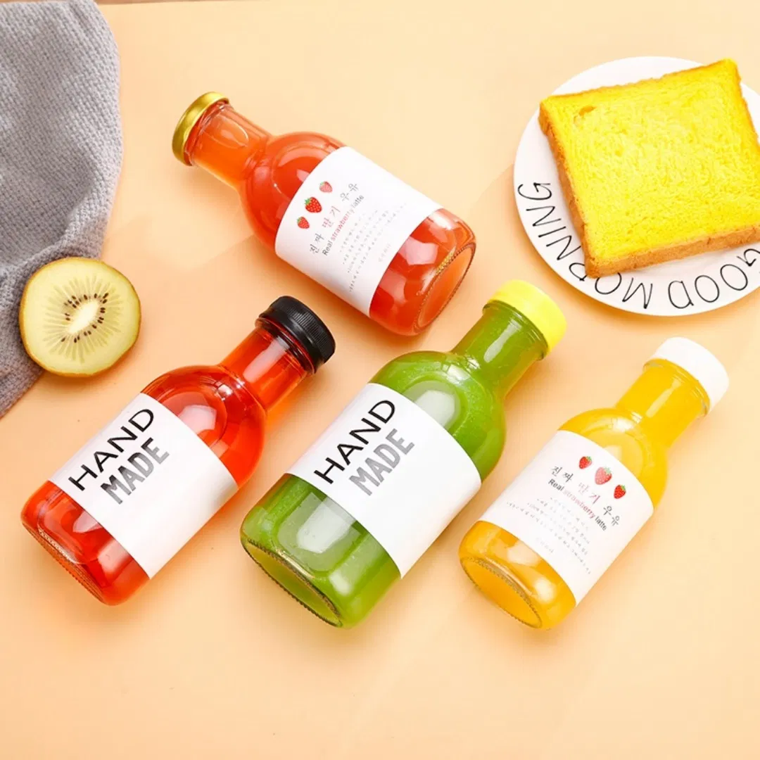 500ml Beverage Juice Kombucha Glass Fruit Disposable Drinking Juice Bottle with Plastic Metal Screw Lid