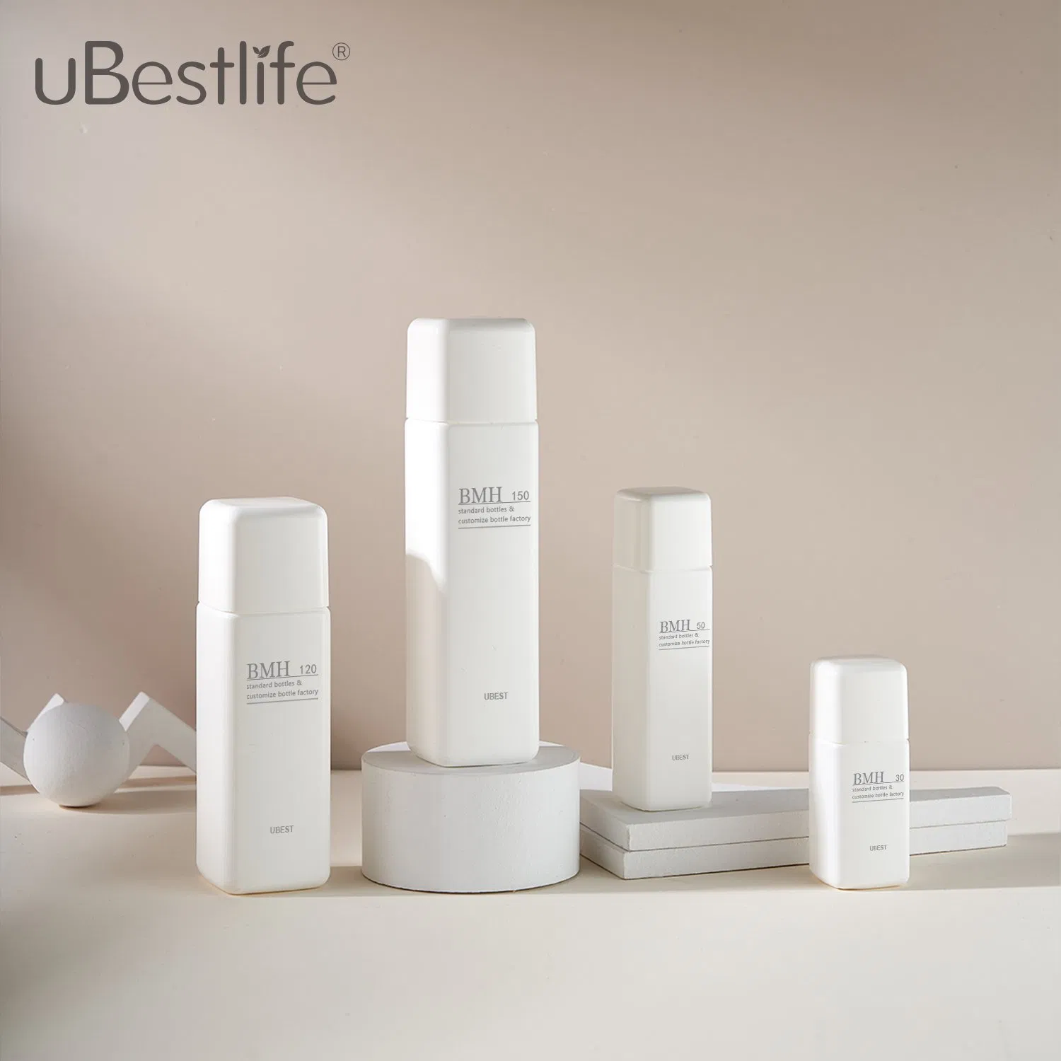 Bmh Eco-Friendly Packaging Plastic Cosmetic Container Square Squeeze Bottle 30ml 50ml 150ml