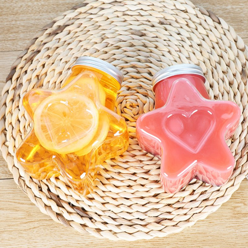 Unique Shape 350ml Star Shape Plastic Juice Bottle