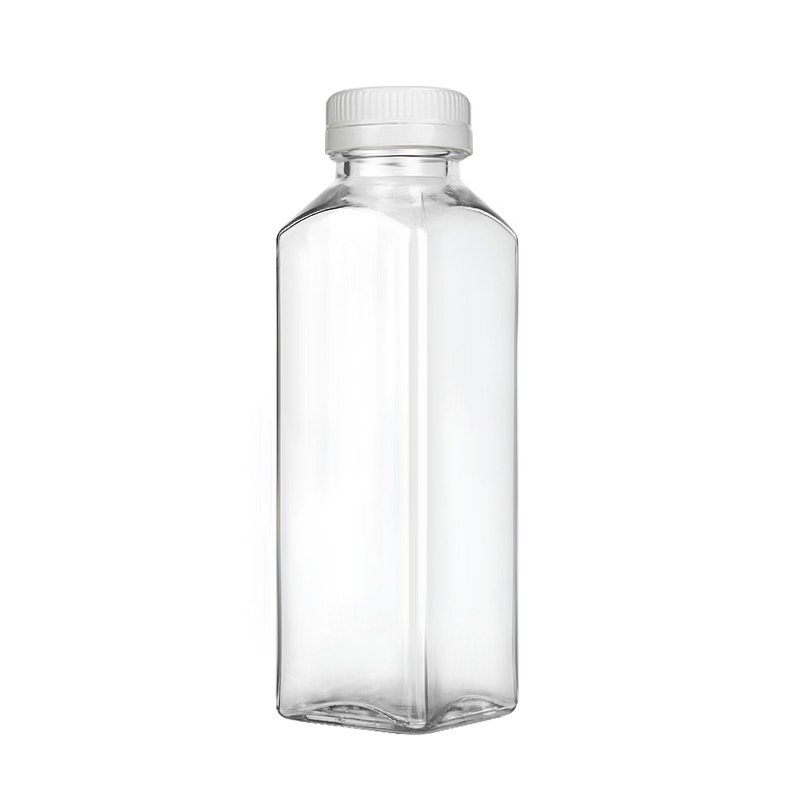 China Manufacturer Square 8oz 350ml Juice Milk Coffee Soda Drinking Glass Bottle with Plastic Screw Lid