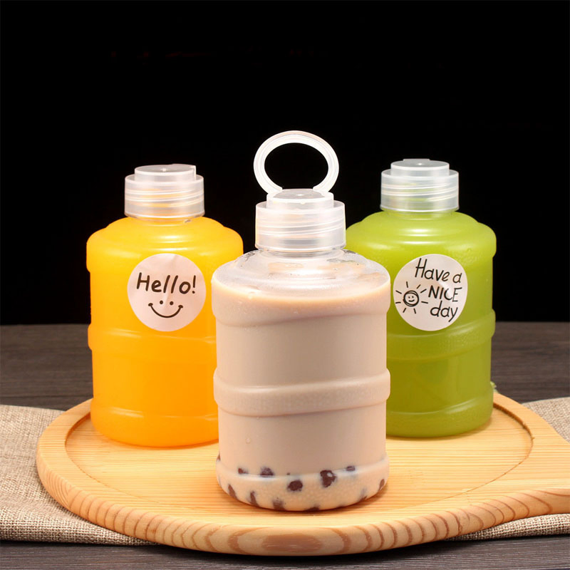OEM Creative Funny Portable Leakproof Mini Water Bucket Plastic Bottle for Cold Press Juice with Plastic Screw Cap