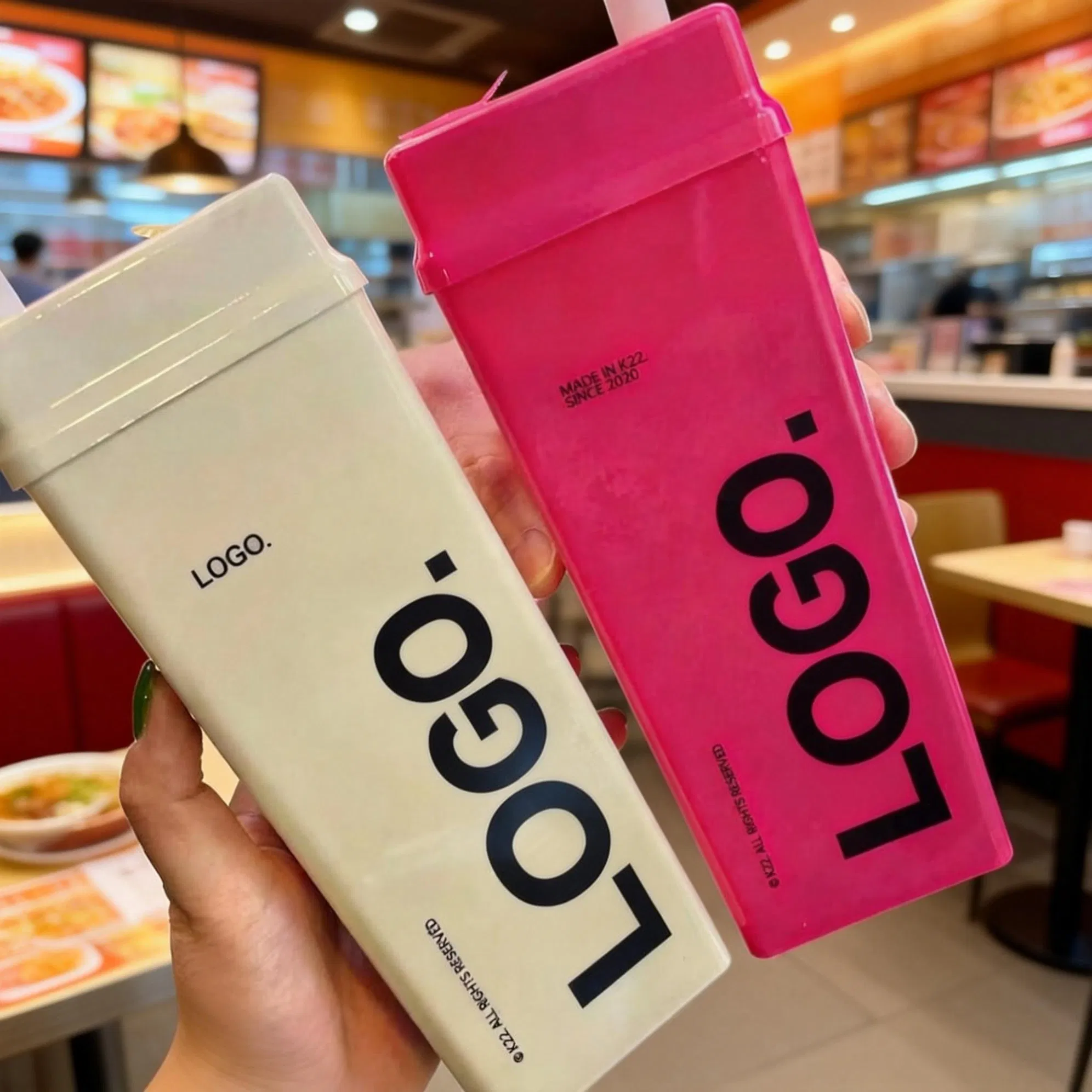 New 16oz 500ml PP Plastic Disposable OEM Square Brick Shaped Beverage Packaging Drink Milk Tea Yogurt Juice Bottle