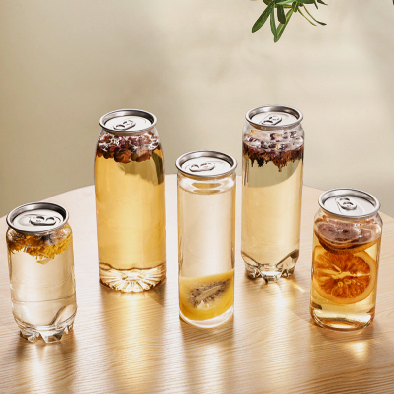 Plastic Pull Tab Can Sparkling Water Boba Tea Disposable Transparent Drink Bottle