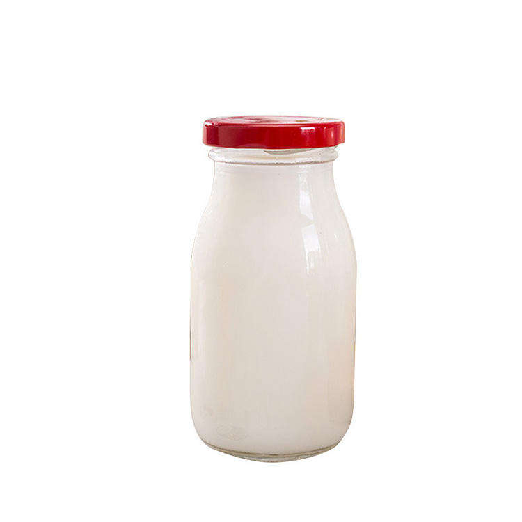 Wholesale 250ml Milk Juice Glass Bottle Beverage Bottles with Plastic Metal Lids 200ml 500ml
