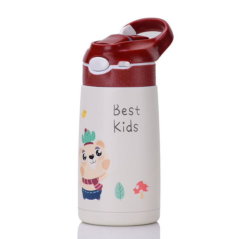 Aohea Wholesale Cartoon Cute Leakproof Juice Drinking Cup BPA Free Sport School Plastic with Straw Strap Personalized Water Thermal Stainless Steel Drink Bottle