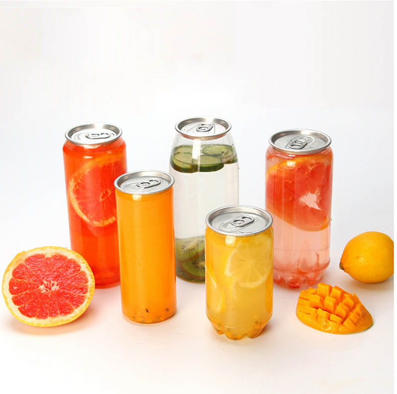 Empty Clear Eco Friendly Pet Pull-Ring Soda Drinks Jars Transparent Juice Beverage Plastic Bottles for Drinking