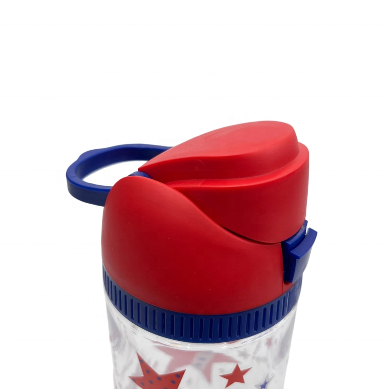 New Arrival BPA Free Fitness Sports Water Bottle Double Drinking Straw Transparent Plastic Pop-up Lid for Tours Travel Fruit Cup