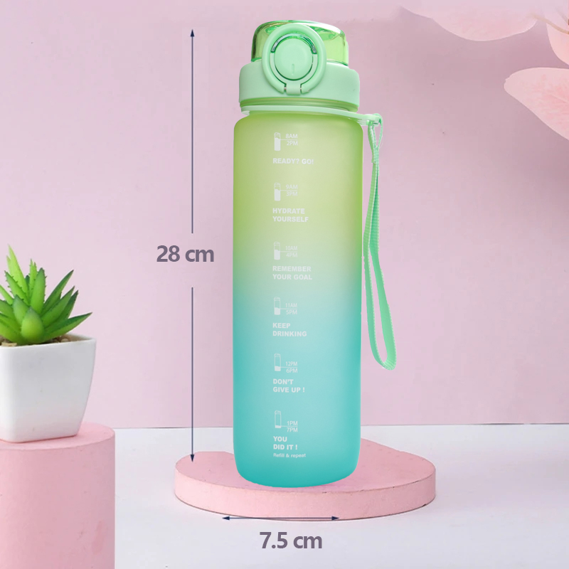 New Design Hot Outdoor 30oz 600ml Leakproof Plastic Tritan Motivational Drinking Water Bottle