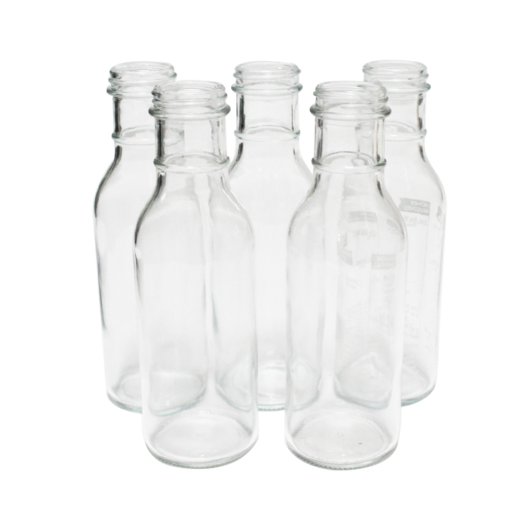 Empty Glass Sauce Salad Sauce Chili Glass Bottles with Screw Plastic Lid