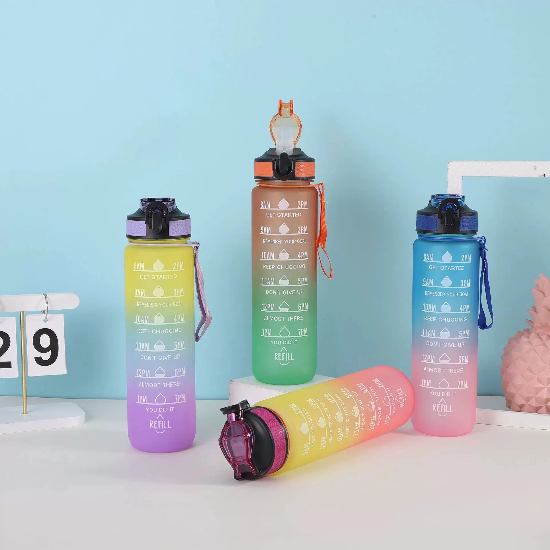 BPA Free Leakproof Plastic Home Sports Office Hydrate Flask Water Jug Sports Bottle with Lid