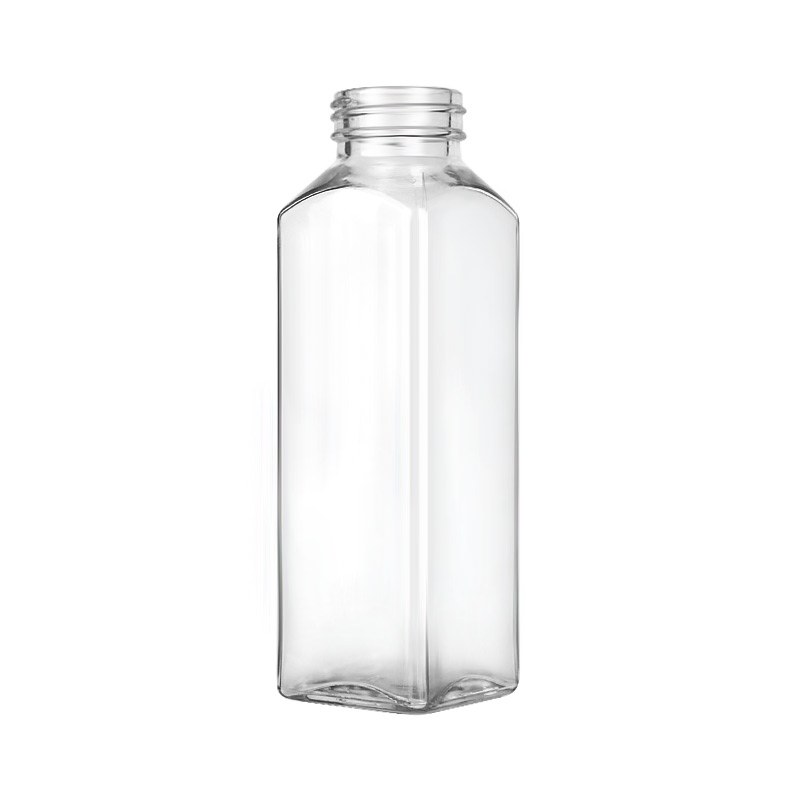 China Manufacturer Square 8oz 350ml Juice Milk Coffee Soda Drinking Glass Bottle with Plastic Screw Lid