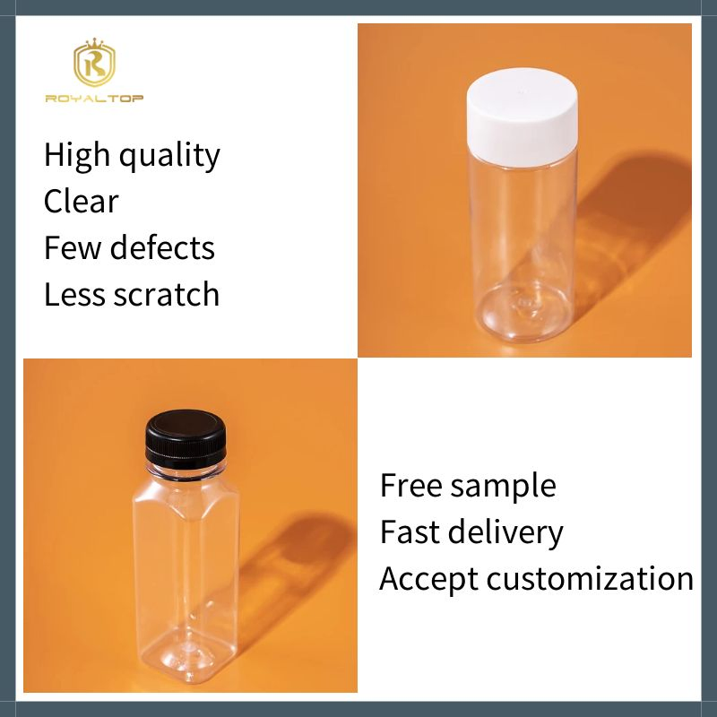 Clear 200ml 250ml 300ml 350ml 500ml Beverage Water Bottle with Cap 12 Oz 16 Oz Square Plastic Pet Juice Bottles for Business