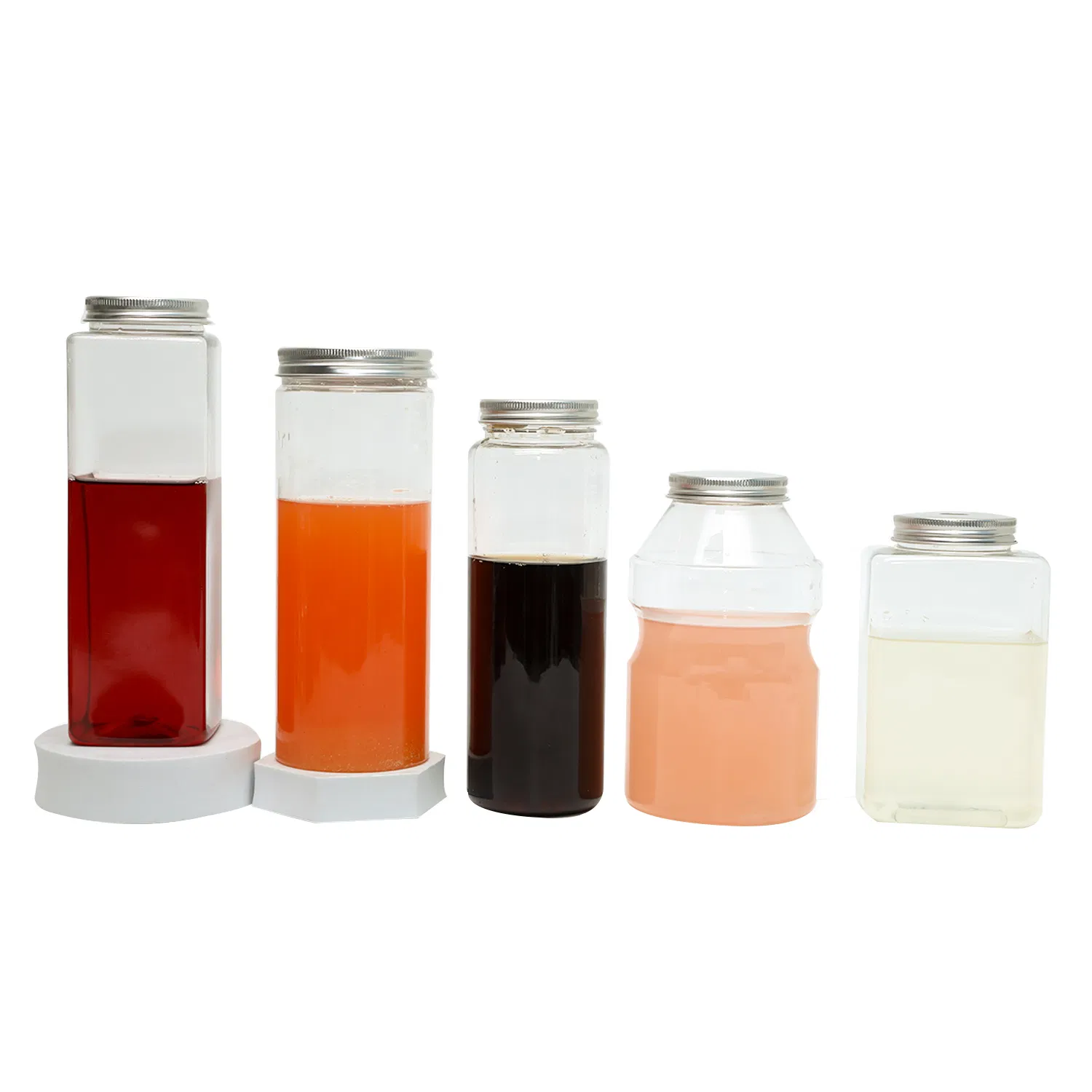 Wholesale Plastic Juice Shot Bottles with Cap 8 Oz Plastic Reusable Mini Containers for Juice Milk Water with Silver Lid