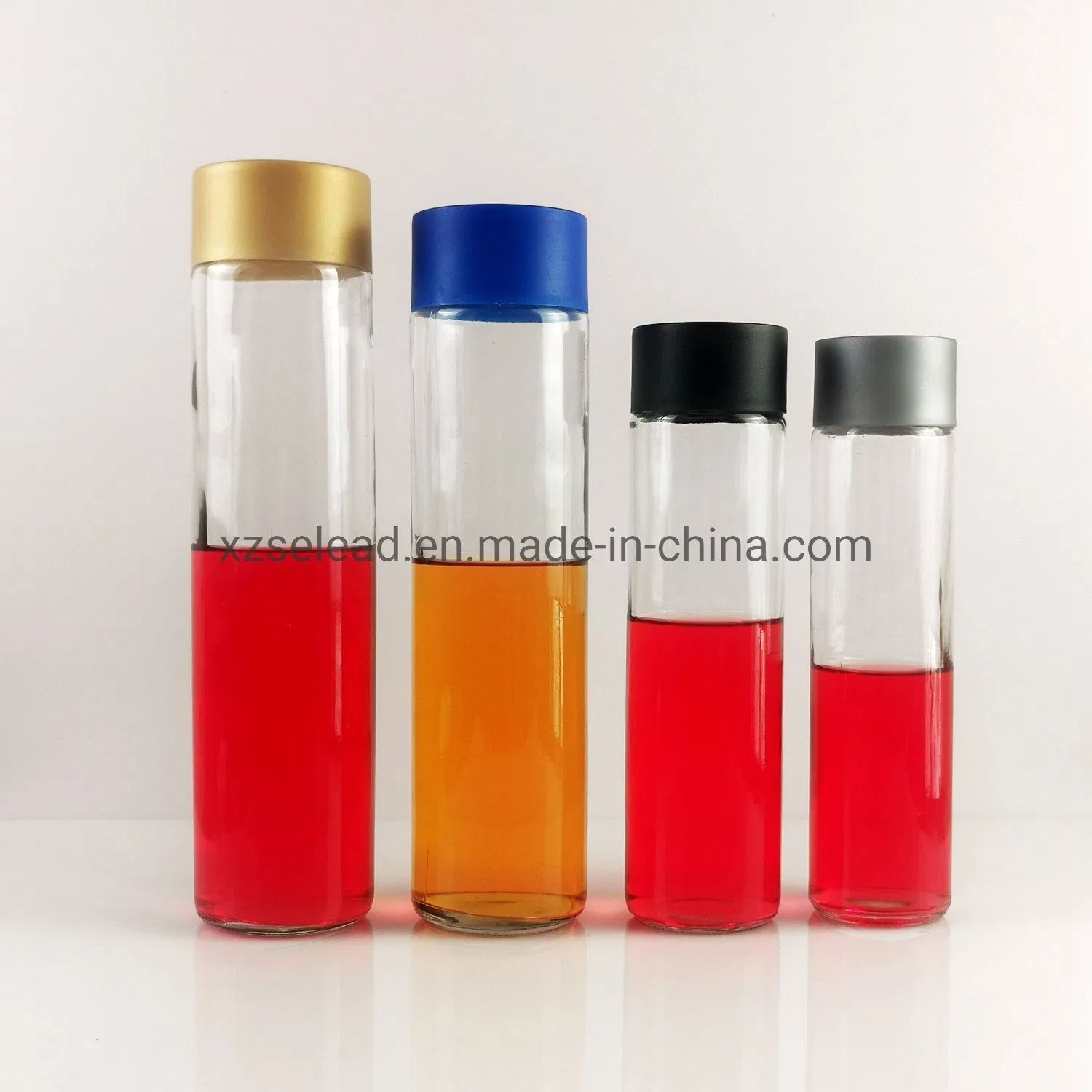 Wholesale Transparent Empty Voss Glass Bottle for Juice Water Milk Drinks Soda with Plastic Cap