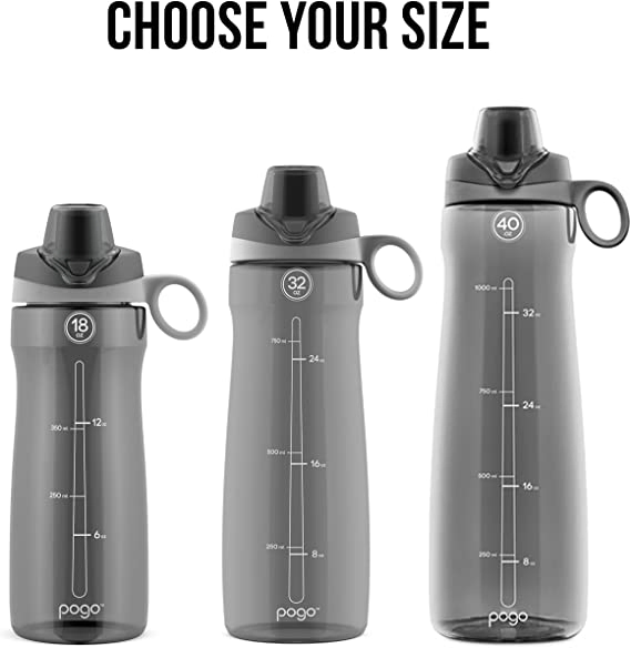 BPA-Free Plastic Sport Water Bottle with Lid and Handle with Scale