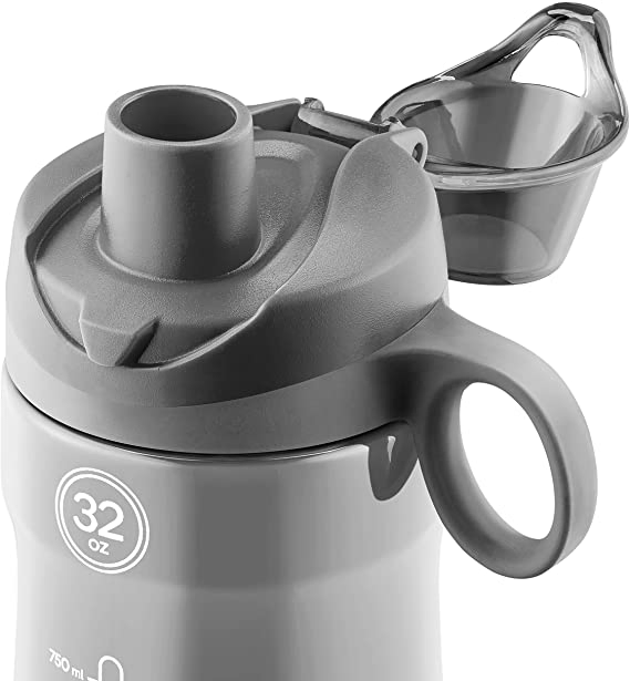 BPA-Free Plastic Sport Water Bottle with Lid and Handle with Scale