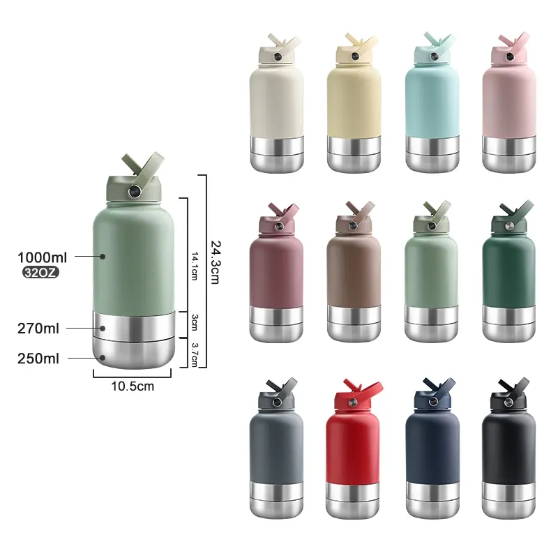 3 in 1 Portable Plastic Dog Water Drink Insulated Bottle for Dogs with Dispenser