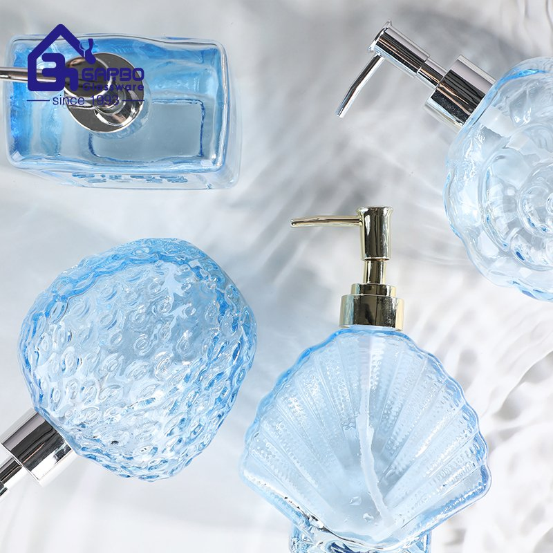 Spray Colored 500ml Snails Shaped Glass Hand Wash Glass Bottle with Plastic Pump