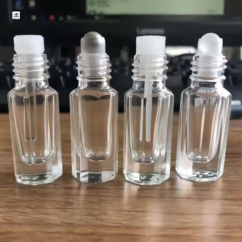 3ml Luxury Essential Oil Roller Empty Perfume Roller Massage Dabbing Sample Glass Bottles with Plastic Screw Cap